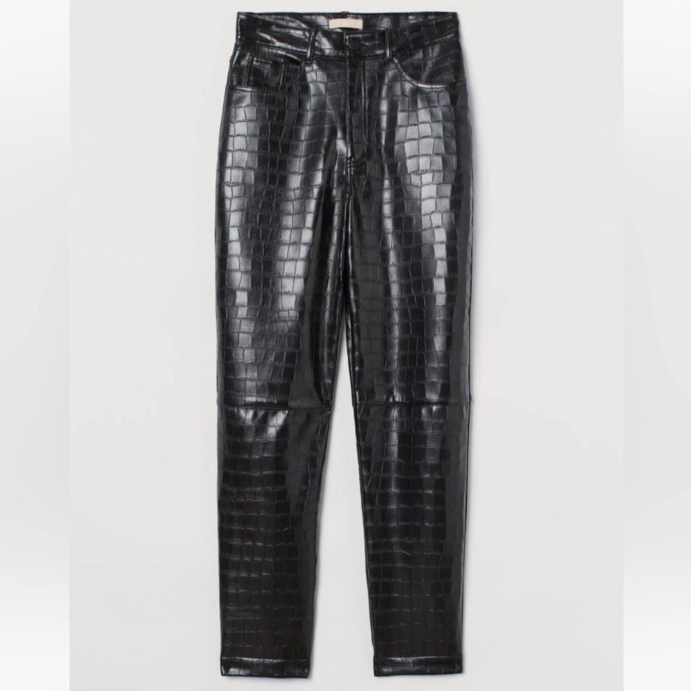 H&M crocodile embossed faux leather pants